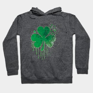 Minimalistic splash design of Saint Patrick's day shamrock leaf Hoodie